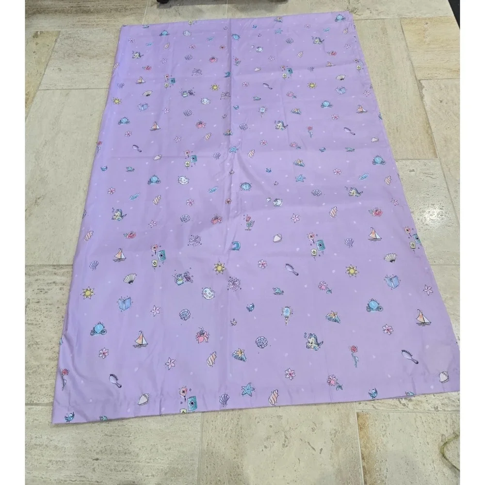 Disney Princesses Twin Flat Sheet Purple Belle‎ Rapunzel Moana Ariel